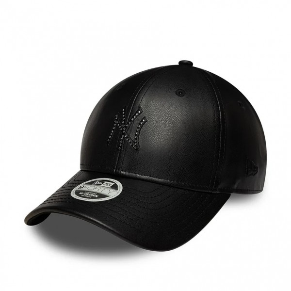 Yankees Womens MLB Diamante PU Black 9FORTY M-Crown Adjustable Cap Yankees Womens MLB Diamante PU Black 9FORTY M-Crown Adjustable Cap