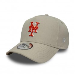   New York Mets MLB Outline Script Light Beige 9FORTY E-Frame Cap