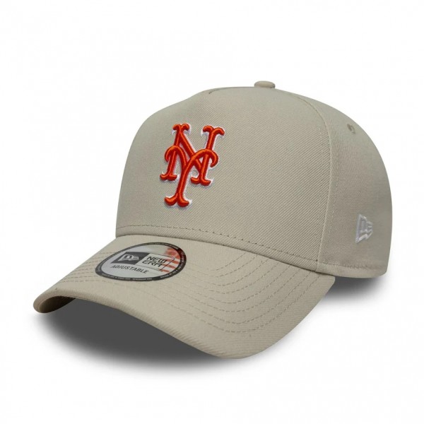   New York Mets MLB Outline Script Light Beige 9FORTY E-Frame Cap