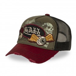 Patches Khaki Burgundy Trucker Cap Von Dutch