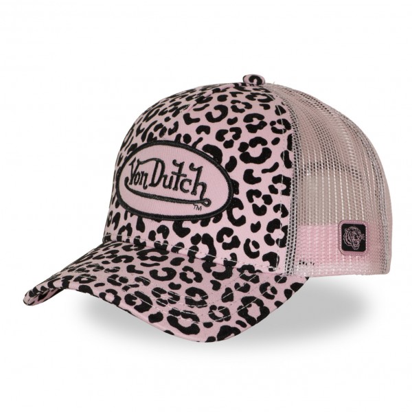 Leopard Rose Pink Black Trucker Cap Von Dutch Leopard Rose Pink Black Trucker Cap Von Dutch