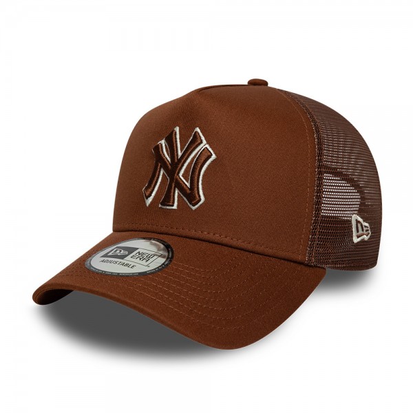 New York Yankees MLB Outline Brown 9FORTY E-Frame Trucker Adjustable Cap New York Yankees MLB Outline Brown 9FORTY E-Frame Trucker Adjustable Cap