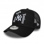 New York Yankees MLB Script Black 9FORTY A-Frame Trucker Adjustable Cap New York Yankees MLB Script Black 9FORTY A-Frame Trucker Adjustable Cap
