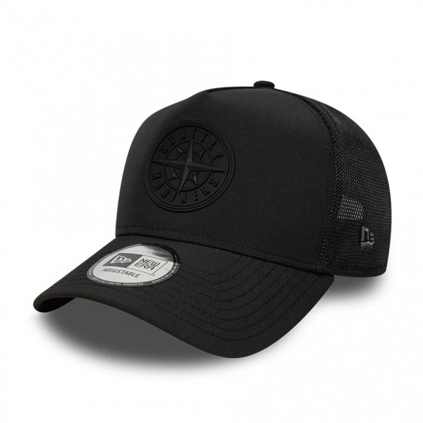 Seattle Mariners MLB Sport Black 9FORTY E-Frame Trucker Adjustable Cap Seattle Mariners MLB Sport Black 9FORTY E-Frame Trucker Adjustable Cap
