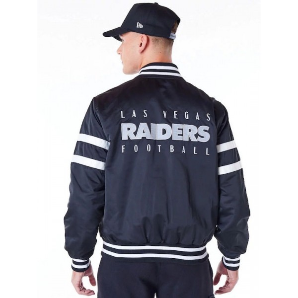 Las Vegas Raiders NFL Satin Black Bomber Jacket