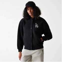  Γυναικείο LA Dodgers Womens MLB Black Oversized Sherpa Bomber Jacket