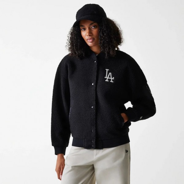 Γυναικείο LA Dodgers Womens MLB Black Oversized Sherpa Bomber Jacket Γυναικείο LA Dodgers Womens MLB Black Oversized Sherpa Bomber Jacket
