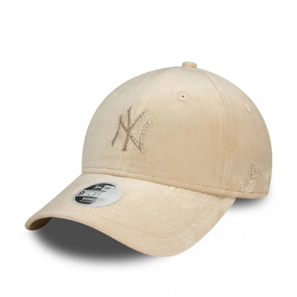 Γυναικείο Βελούδο New York Yankees Womens Diamante Cream 9FORTY Adjustable Cap