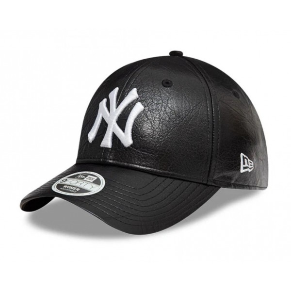 Γυναικείο New York Yankees MLB Faux Leather Black Crinkled 9FORTY Strapback    Γυναικείο New York Yankees MLB Faux Leather Black Crinkled 9FORTY Strapback