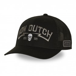 Skull Black Semi Curved Trucker Cap Capslab