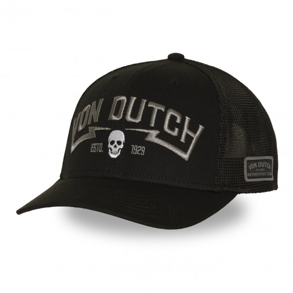 Skull Black Semi Curved Trucker Cap Capslab