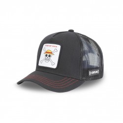 One Piece Straw Hat Black Trucker Cap Capslab