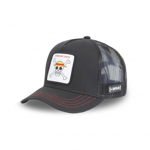 One Piece Straw Hat Black Trucker Cap Capslab