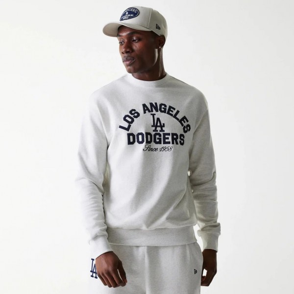 LA Dodgers MLB Heritage Pastel Grey Oversized Crew Neck Sweater