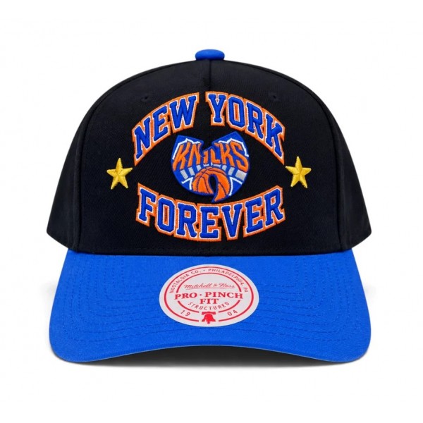New York Knicks x Wu-Tang New York Forever Pro Pinch Cap Black Blue Mitchell & Ness