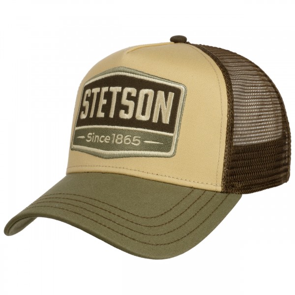 Gasoline Green Beige Trucker Cap Stetson Gasoline Green Beige Trucker Cap Stetson