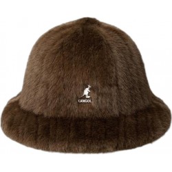 Kangol Faux Fur Casual Brown Debossed Stripe