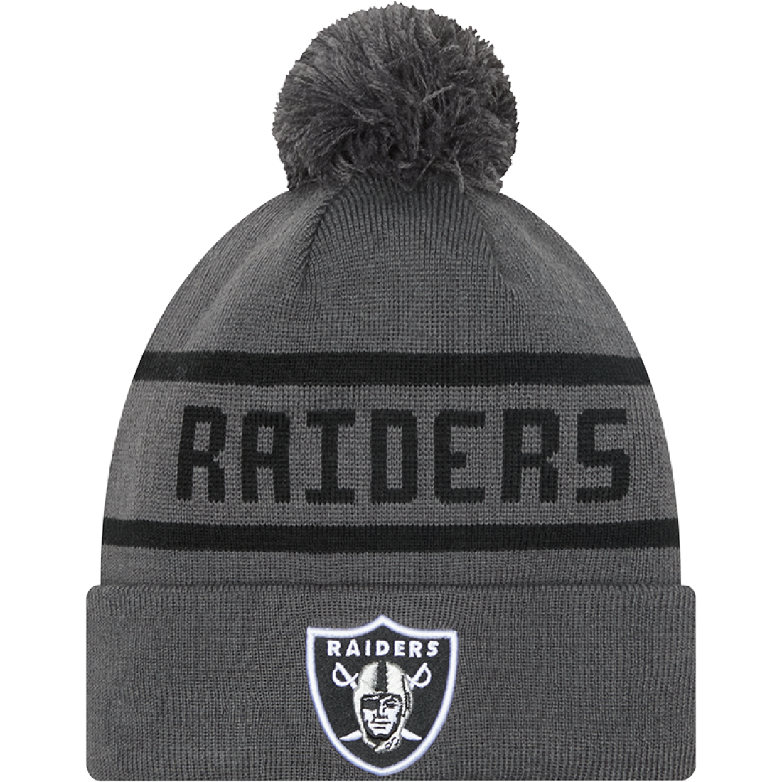 Las Vegas Raiders Grey Bobble Beanie Hat