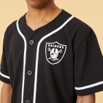 Las Vegas Raiders Distressed Logo Black Button Jersey